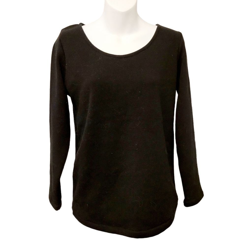 2/$20 Vintage Y2K Plain Black Fleece Sweatshirt Top Size: M